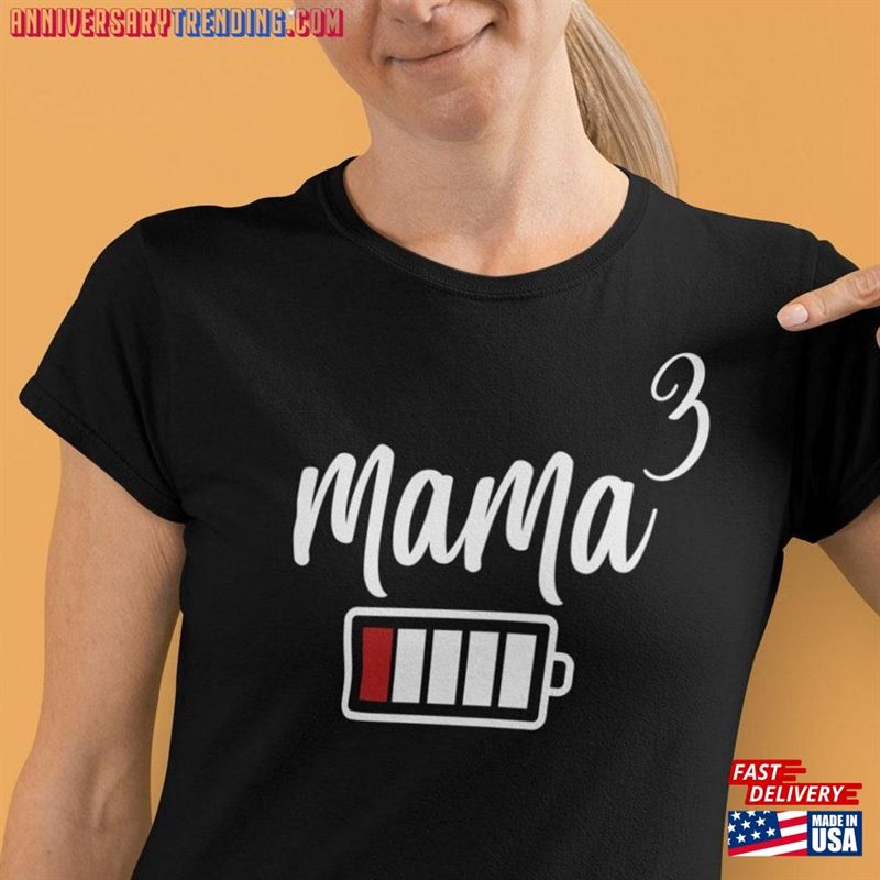 Mother Of 3 Shirt Low Battery Tired Mom Sweatshirt Classic -Bipubunny Store