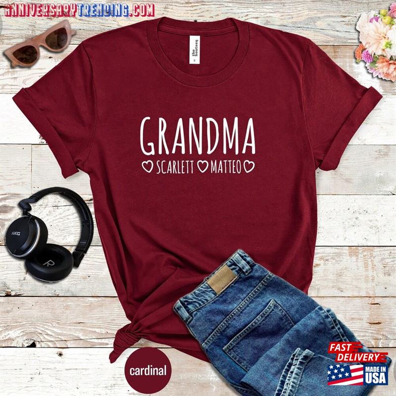 Mothers Day Gift For Grandma Grandchildren Names Personalized Shirt Sweatshirt Classic – Bipubunny Store