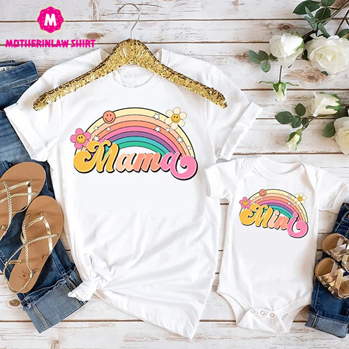 Mothers Day Matching Shirt, Rainbow Mama Shirt, Rainbow Mini Shirt, First Mother’s Day Shirts, Mommy and Me Outfits, Mom and Daughter Shirts – MotherInLaw Shirt