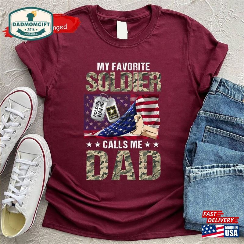 My Favorite Soldier Call Me Dad Mom Personalized Shirt Military Family Matching American Flag Hoodie Unisex