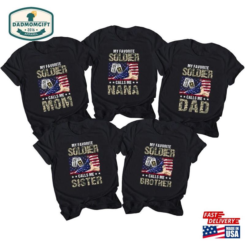 My Favorite Soldier Call Me Dad Mom Personalized Shirt Military Family Matching American Flag Hoodie Unisex