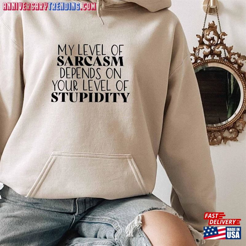 My Level Of Sarcasm Depends On Your Stupidity Hoodie Offensive Sarcastic Classic Sweatshirt – Bipubunny Store