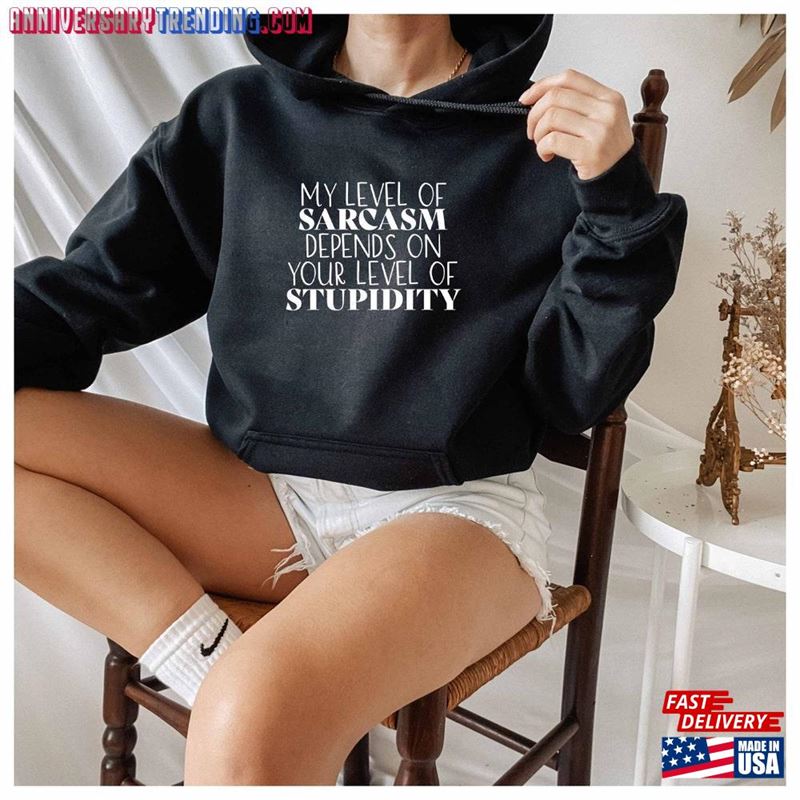 My Level Of Sarcasm Depends On Your Stupidity Hoodie Offensive Sarcastic Classic Sweatshirt – Bipubunny Store