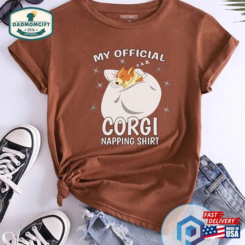 My Official Corgi Napping Sleeping T-Shirt Best Dad Shirt Gift For Hoodie Sweatshirt