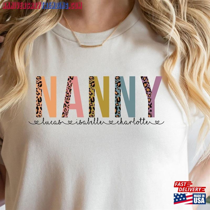 Nanny Shirt Custom Mothers Day Gift T-Shirt With Kids Names Grandma Birthday Sweatshirt Unisex – Bipubunny Store