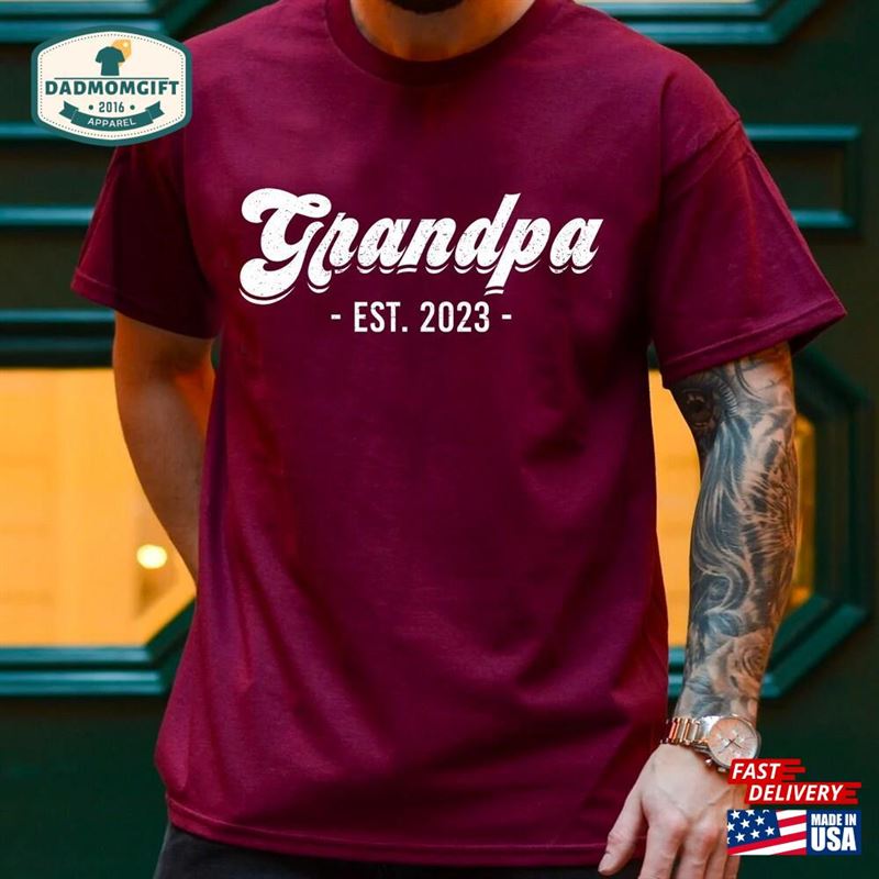 New Grandpa Shirt Est Fathers Day Gift For Hoodie Classic