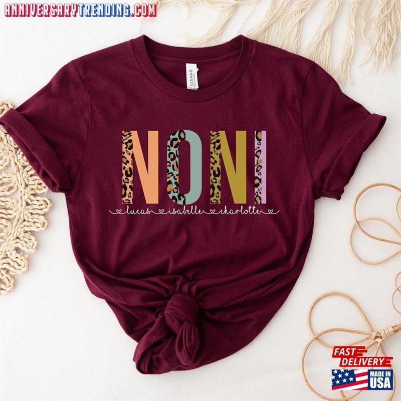 Noni Shirt Custom Mothers Day Gift T-Shirt With Kids Names Grandma Birthday Classic – Bipubunny Store