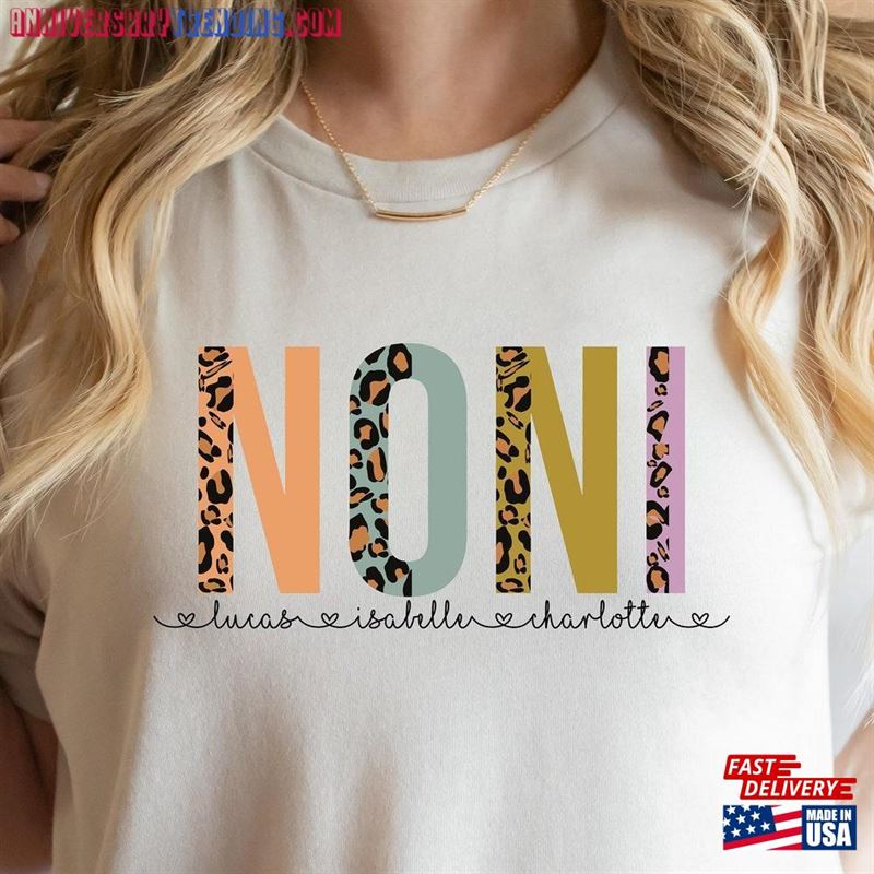 Noni Shirt Custom Mothers Day Gift T-Shirt With Kids Names Grandma Birthday Classic – Bipubunny Store