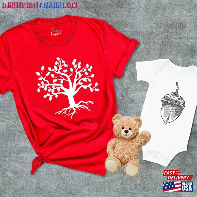 Oak Tree And Acorn Matching T-Shirts Dad Baby Nature Shirt Father Daughter Hoodie T-Shirt – Bipubunny Store