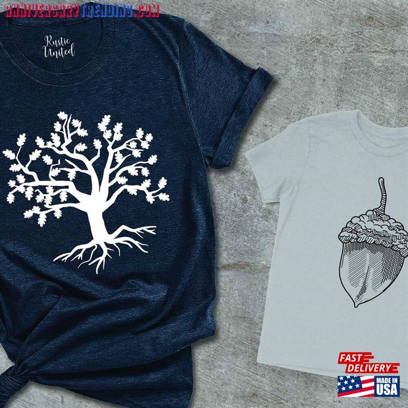 Oak Tree And Acorn Matching T-Shirts Dad Baby Nature Shirt Father Daughter Hoodie T-Shirt – Bipubunny Store