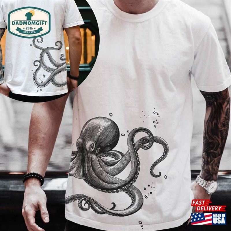 Octopus Men T-Shirt Shirt Japanese Calligraphy Sweatshirt