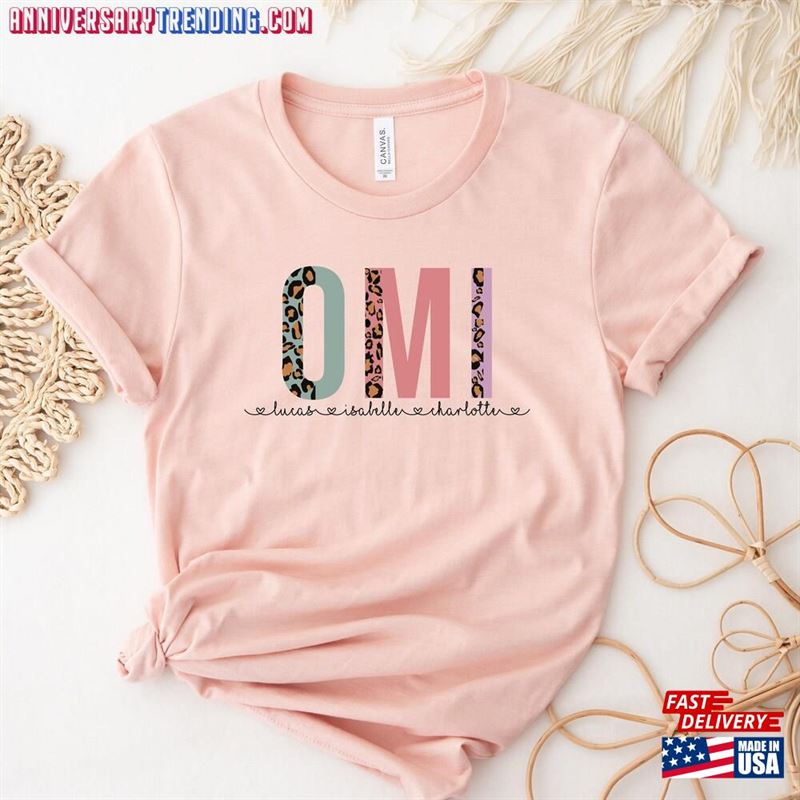 Omi Shirt Custom Mothers Day Gift T-Shirt With Kids Names Grandma Birthday Unisex Hoodie – Bipubunny Store