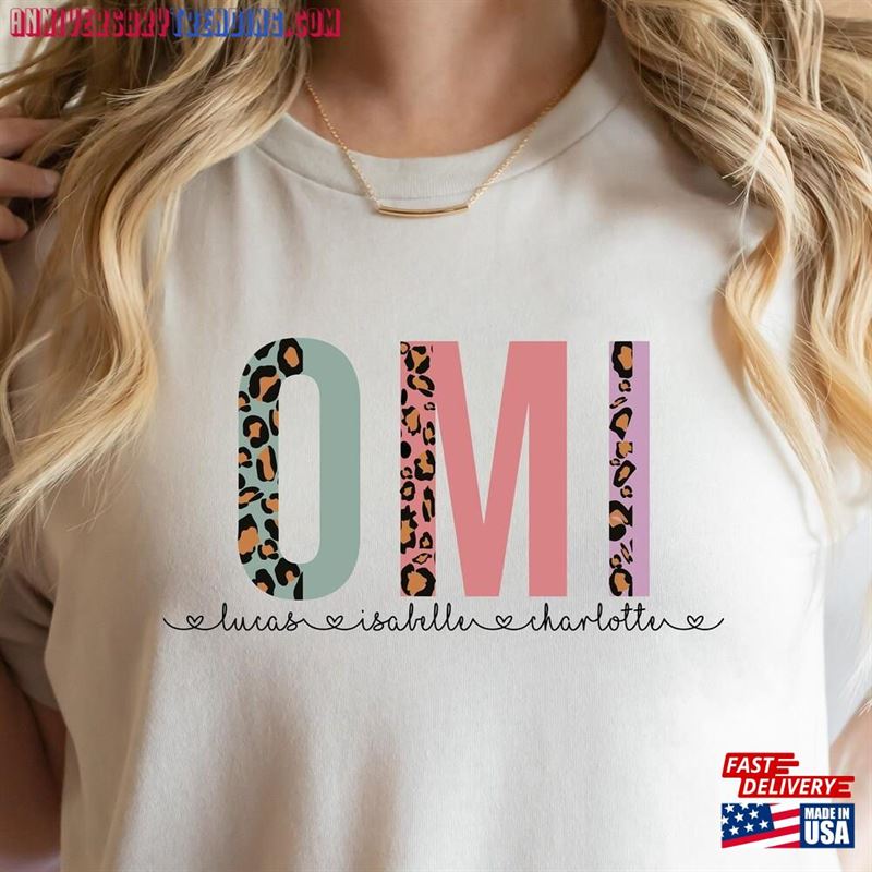 Omi Shirt Custom Mothers Day Gift T-Shirt With Kids Names Grandma Birthday Unisex Hoodie – Bipubunny Store