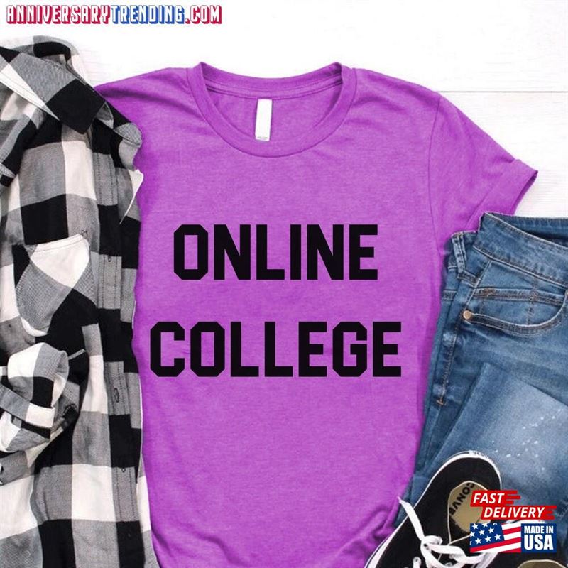 Online College Funny Printed Personalized T-Shirt Graphic Unisex Tee Couple Hoodie Classic -Bipubunny Store