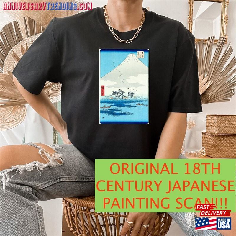 Original Mount Fuji Painting Shirt Japanese Retro Art Tshirt Landscape Vintage Tee Classic Unisex – Bipubunny Store