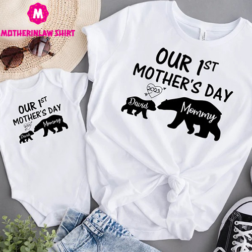 Our 1st Mother’s Day Shirt, Mommy and Me Shirts, First Mothers Day Outfits, Custom With Names, Matching Mom and Baby Shirt – MotherInLaw Shirt