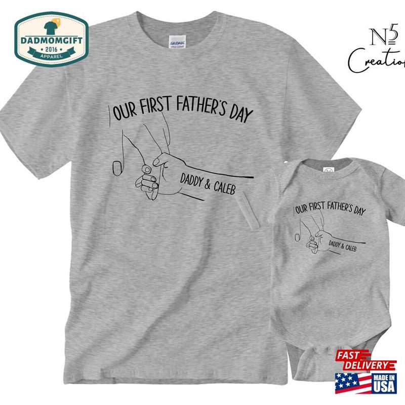 Our First Fathers Day T-Shirt Outfit Present Unisex