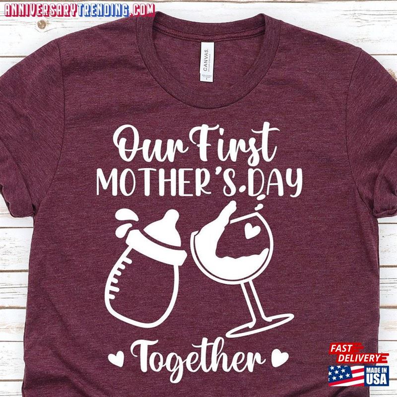 Our First Mothers Day Shirt Matching Mom And Baby Onesie Set Classic Sweatshirt -Bipubunny Store