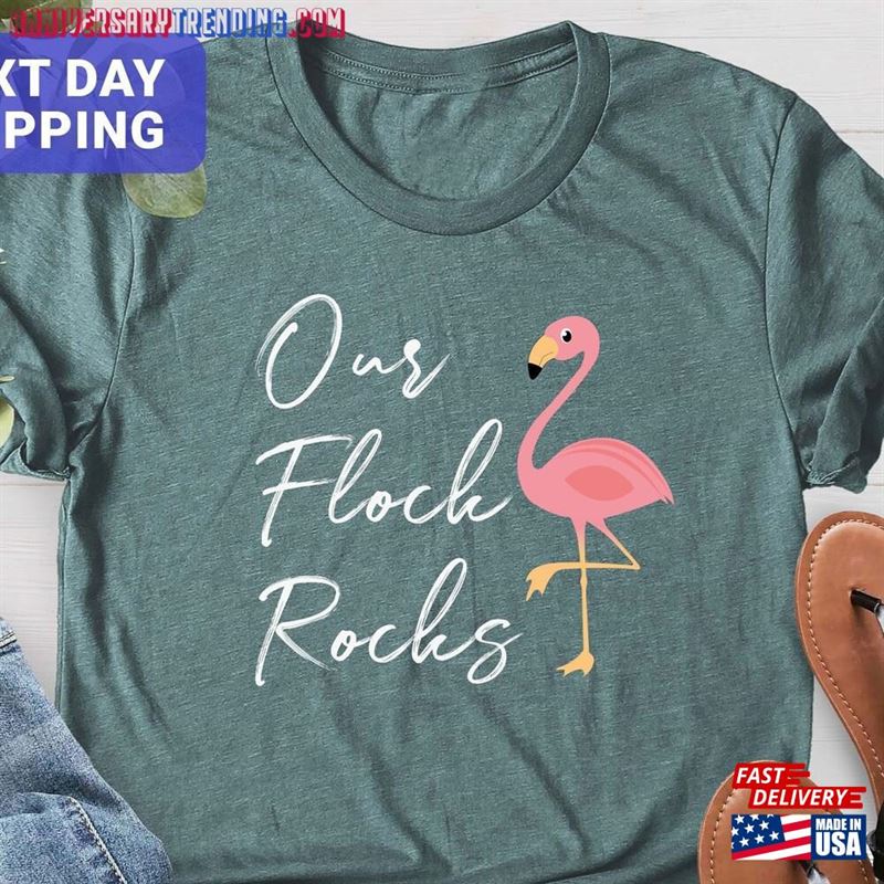 Our Flock Rocks Flamingo Shirt Gift For Women T-Shirt Unisex – Bipubunny Store