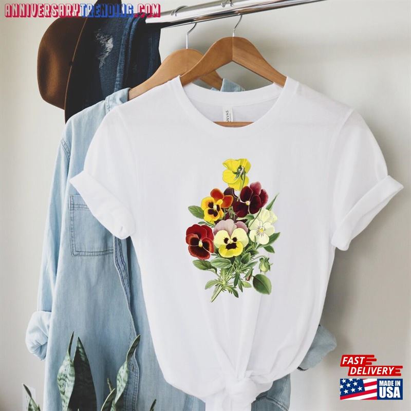 Pansies Flower Shirt Pretty Bouquet Botanical Floral T-Shirt Trendy Women Hoodie – Bipubunny Store