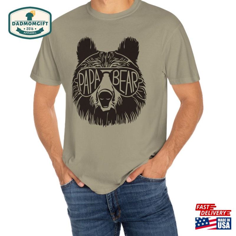 Papa Bear Comfort Colors T-Shirt With Sunglasses Gift For Father Unisex Hoodie