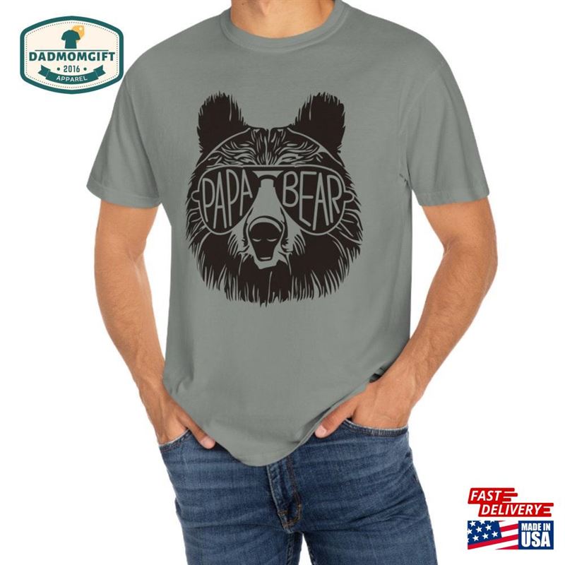 Papa Bear Comfort Colors T-Shirt With Sunglasses Gift For Father Unisex Hoodie