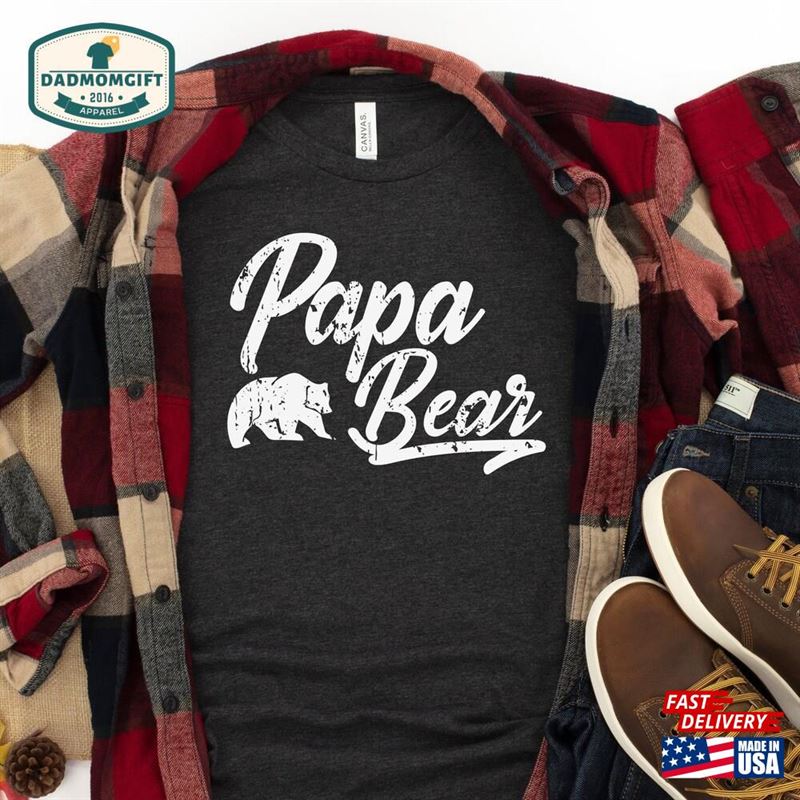 Papa Bear Shirt Distressed Tee Sweatshirt Unisex