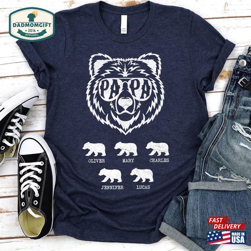 Papa Bear Shirt For Father’s Day Custom With Kids Name Sweatshirt Classic