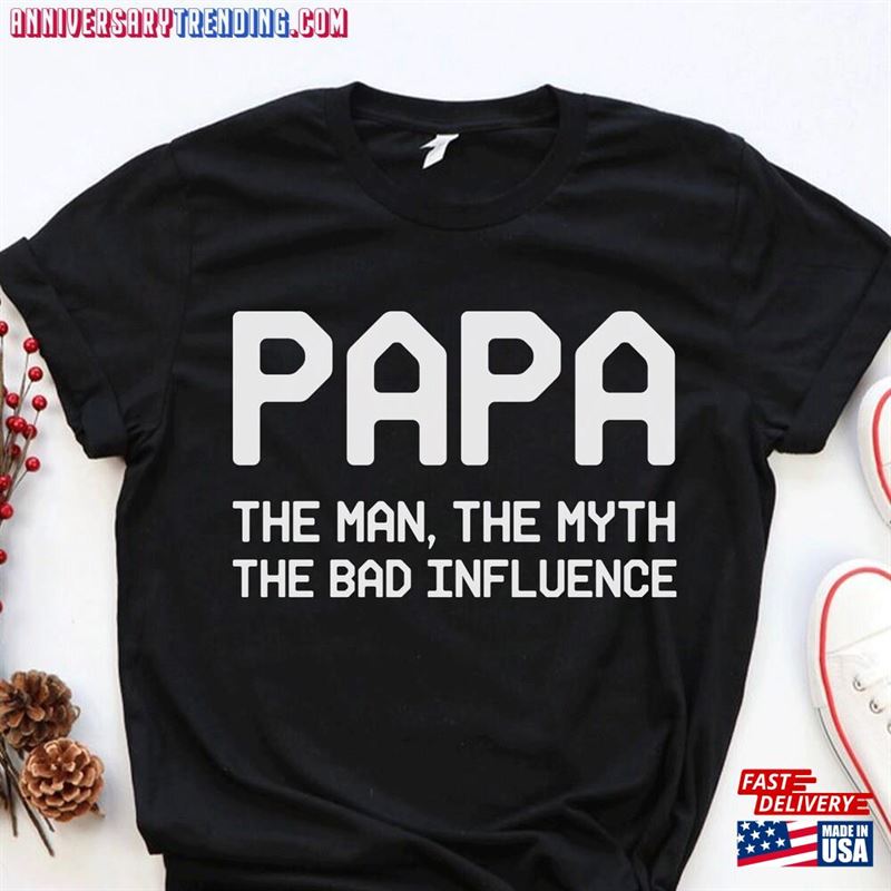 Papa The Man Funny Printed Personalized T-Shirt Graphic Unisex Tee Couple Hoodie -Bipubunny Store