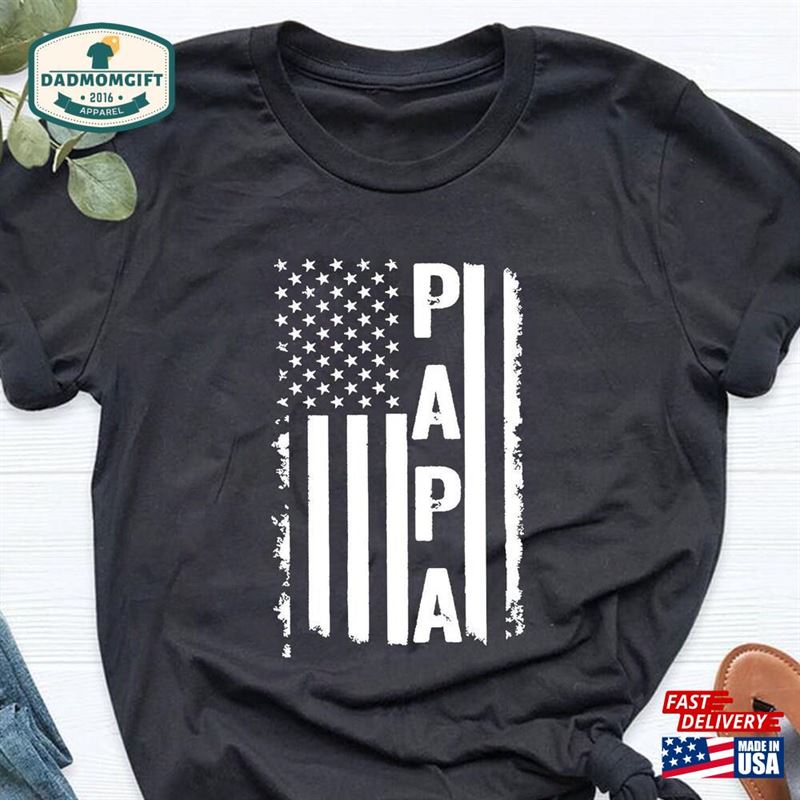 Papa Usa Flag Patriotic Shirt Classic Sweatshirt