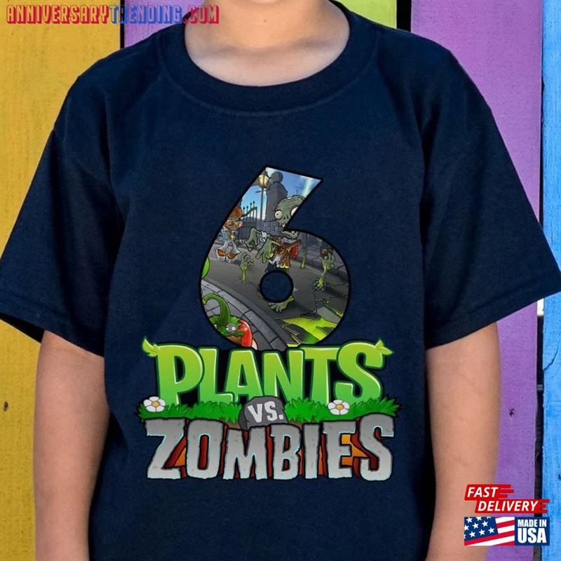 Personalized Birthday Zombies Gift Custom Plant Vs Number Shirts Cute Party Sweatshirt T-Shirt – Bipubunny Store