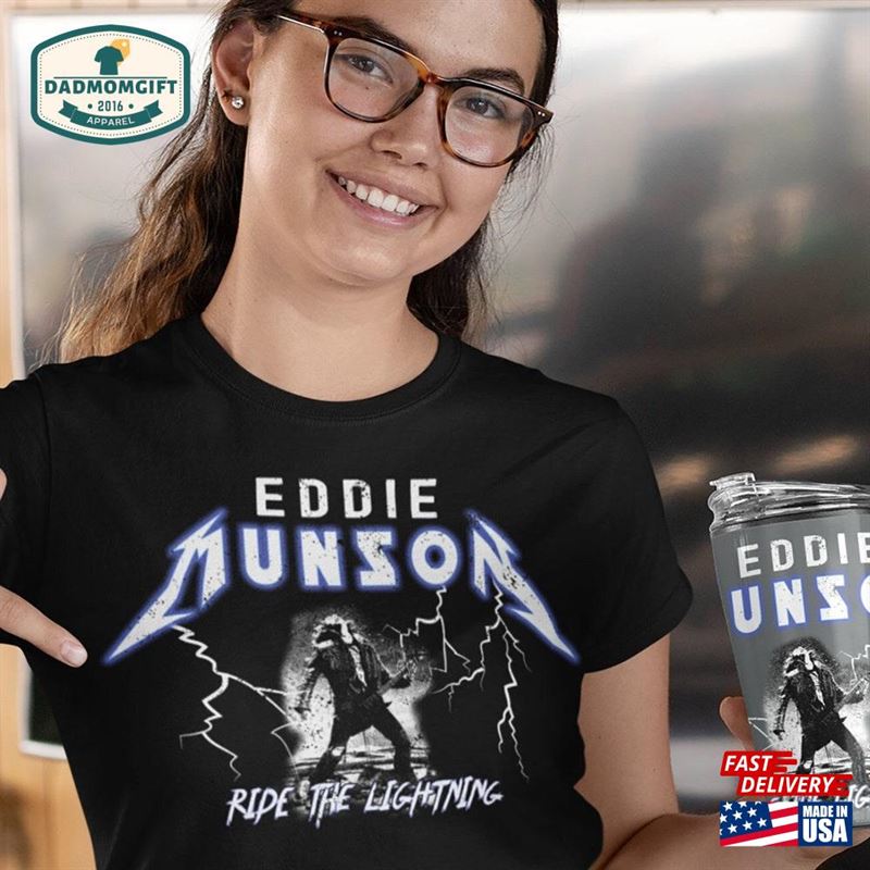 Personalized Eddie Munson Cup Insulated Tumbler Stranger Guitar Of Things Custom Hoodie Sweatshirt