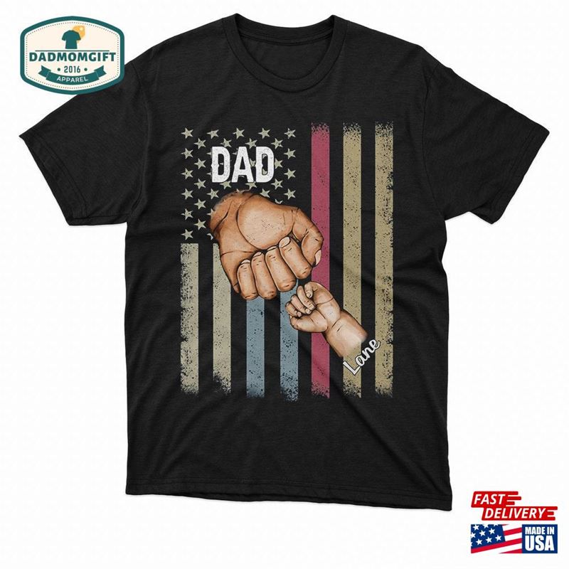 Personalized Fist Bump American Flag Dad Shirt Unisex Hoodie