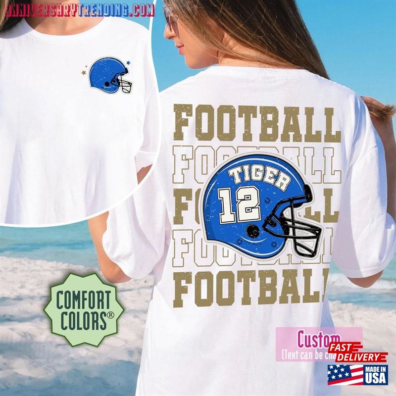 Personalized Football Comfort Colors T-Shirt Custom Mom Shirts Number And Name Shirt Classic -Bipubunny Store