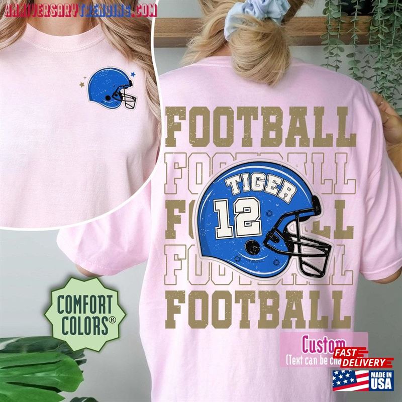 Personalized Football Comfort Colors T-Shirt Custom Mom Shirts Number And Name Shirt Classic -Bipubunny Store