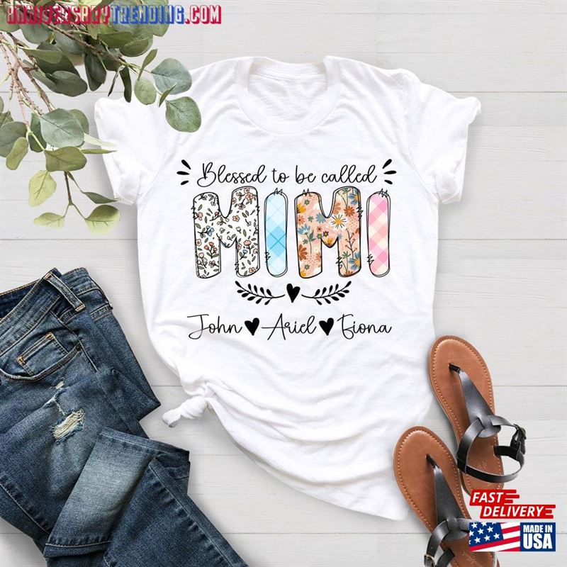 Personalized Grandma Shirt Nana Custom Flower T-Shirt Unisex – Bipubunny Store