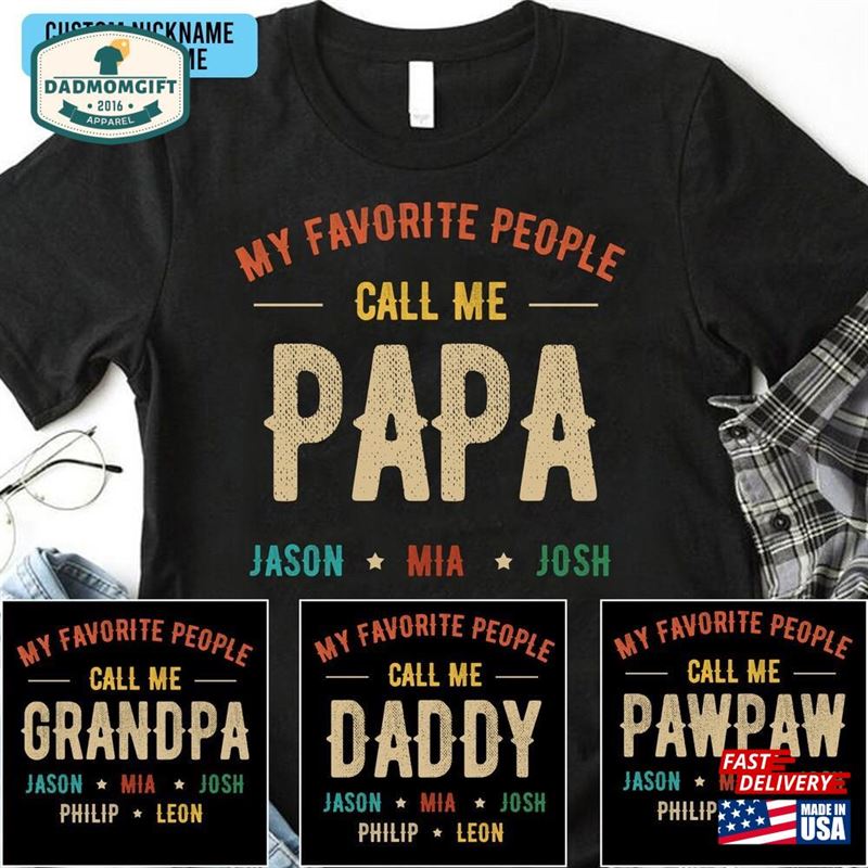 Personalized Grandpa Dad Papa Shirt Custom Grandkids Name T-Shirt Hoodie