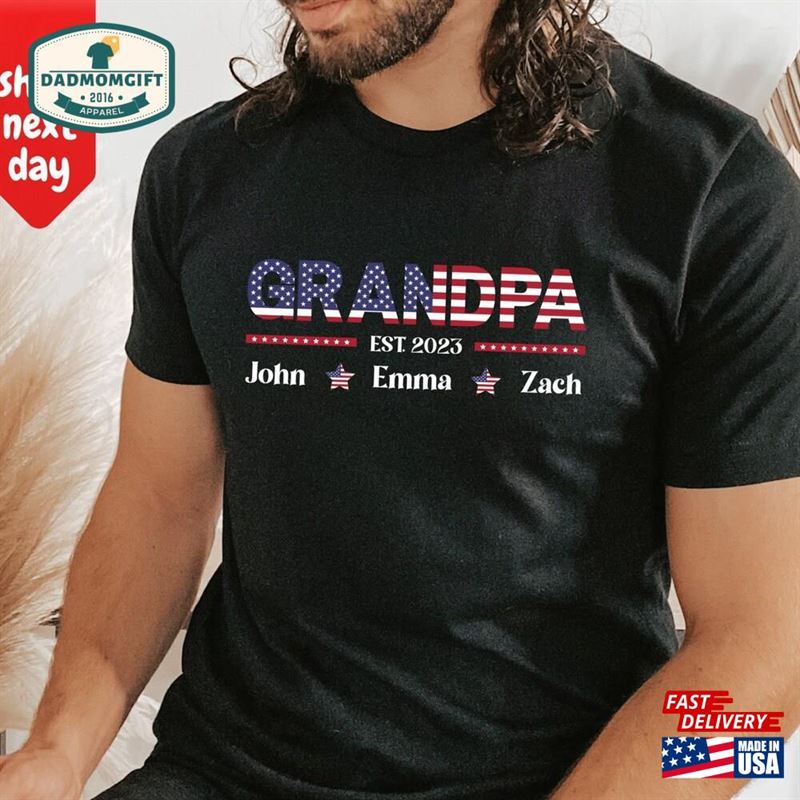 Personalized Grandpa Shirt Customized Tshirt With Grandkids Names Classic Hoodie