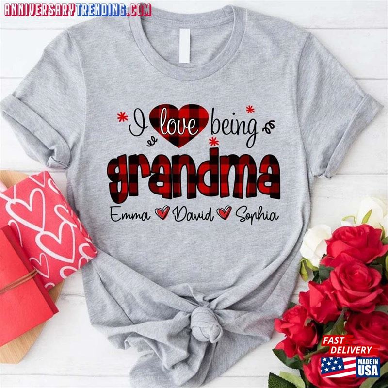 Personalized I Love Being A Grandma Snowman Shirt Custom Kids Name Sweatshirt Hoodie -Bipubunny Store