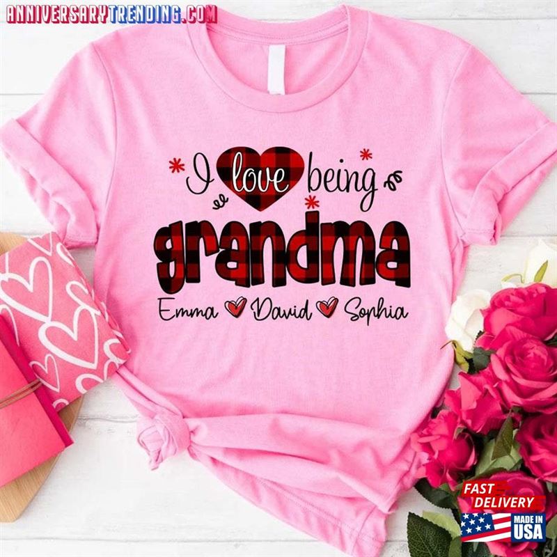 Personalized I Love Being A Grandma Snowman Shirt Custom Kids Name Sweatshirt Hoodie -Bipubunny Store