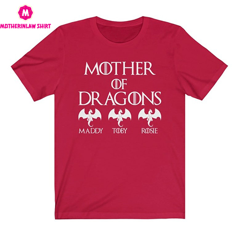 Personalized Mother of Dragons Shirt, Children’s Names, Customized Mom Shirt, Baby Dragons, Kids Names, Unique Christmas Gift for Mom