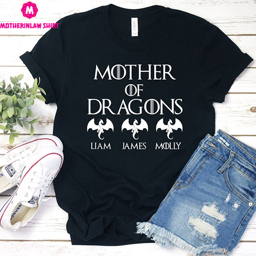 Personalized Mother of Dragons Shirt, Children’s Names, Customized Mom Shirt, Baby Dragons, Kids Names, Unique Christmas Gift for Mom