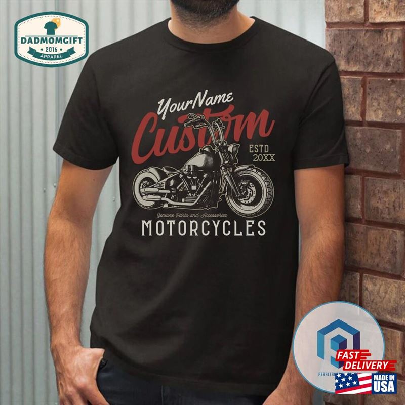 Personalized Motorcycle Rebel Cruiser Biker Garage T-Shirt New Dad Shirt Sweatshirt Unisex