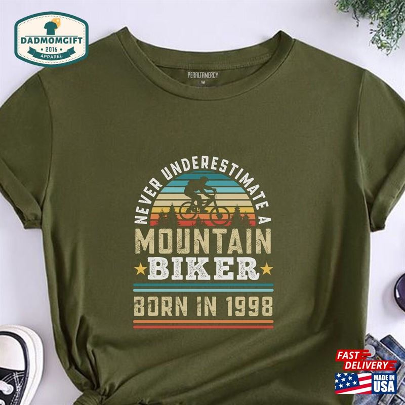 Personalized Mountain Biker Born Birthday Gift New Dad Shirt Sweatshirt Classic