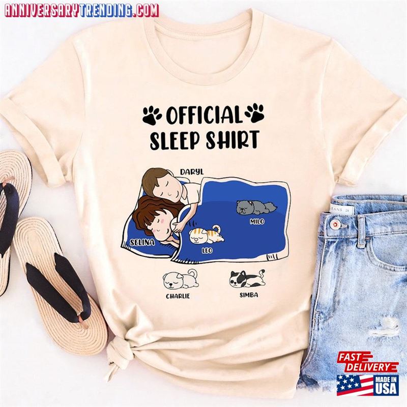 Personalized Official Sleepshirt With Cat Dog Sleep Shirt Custom Couple Lover Gift T-Shirt Unisex – Bipubunny Store