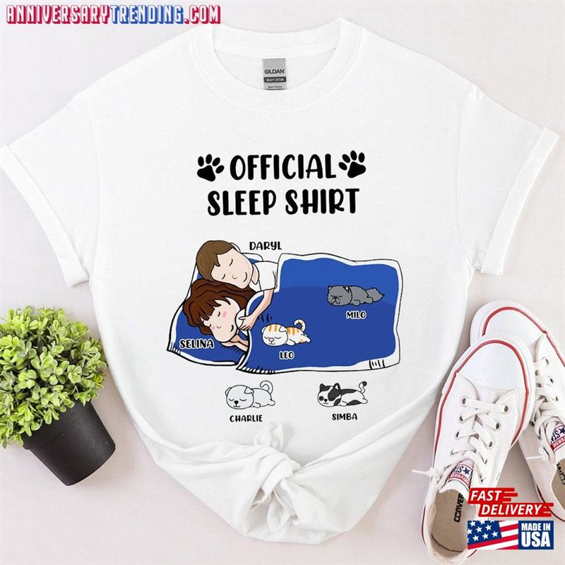 Personalized Official Sleepshirt With Cat Dog Sleep Shirt Custom Couple Lover Gift T-Shirt Unisex – Bipubunny Store