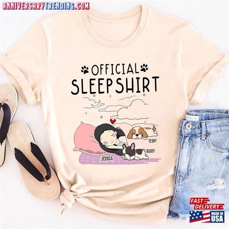 Personalized Official Sleepshirt With Cats And Dogs Sleep Shirt Custom Cat Lover Gift Unisex T-Shirt – Bipubunny Store