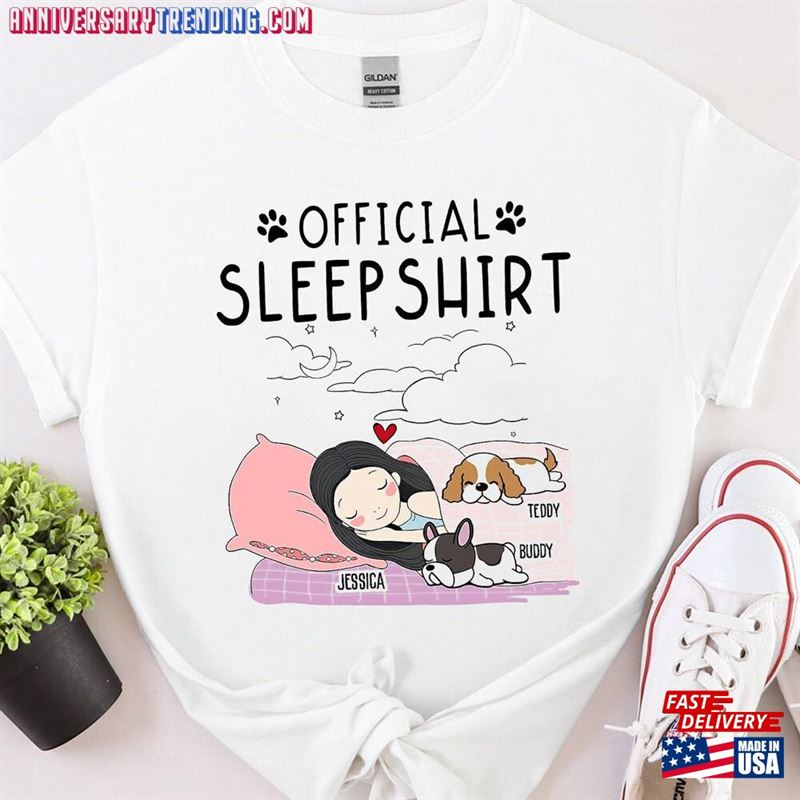 Personalized Official Sleepshirt With Cats And Dogs Sleep Shirt Custom Cat Lover Gift Unisex T-Shirt – Bipubunny Store