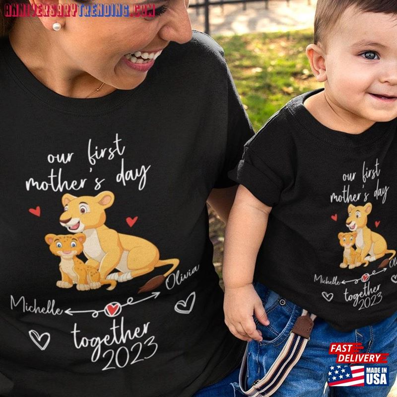 Personalized Our First Mothers Day Together Lion Shirt Mom And Son Matching T-Shirts King Baby Onesie Classic Hoodie – Bipubunny Store