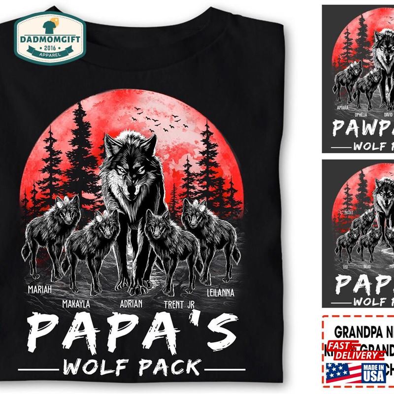 Personalized Papa’s Wolf Pack T-Shirt Shirt With Name Hoodie Sweatshirt